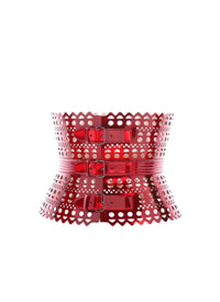 Ceinture corset vienne triple boucle en cuir - Reflex Rouge