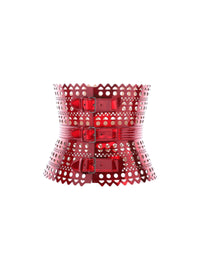 Ceinture corset vienne triple boucle en cuir - Reflex Rouge