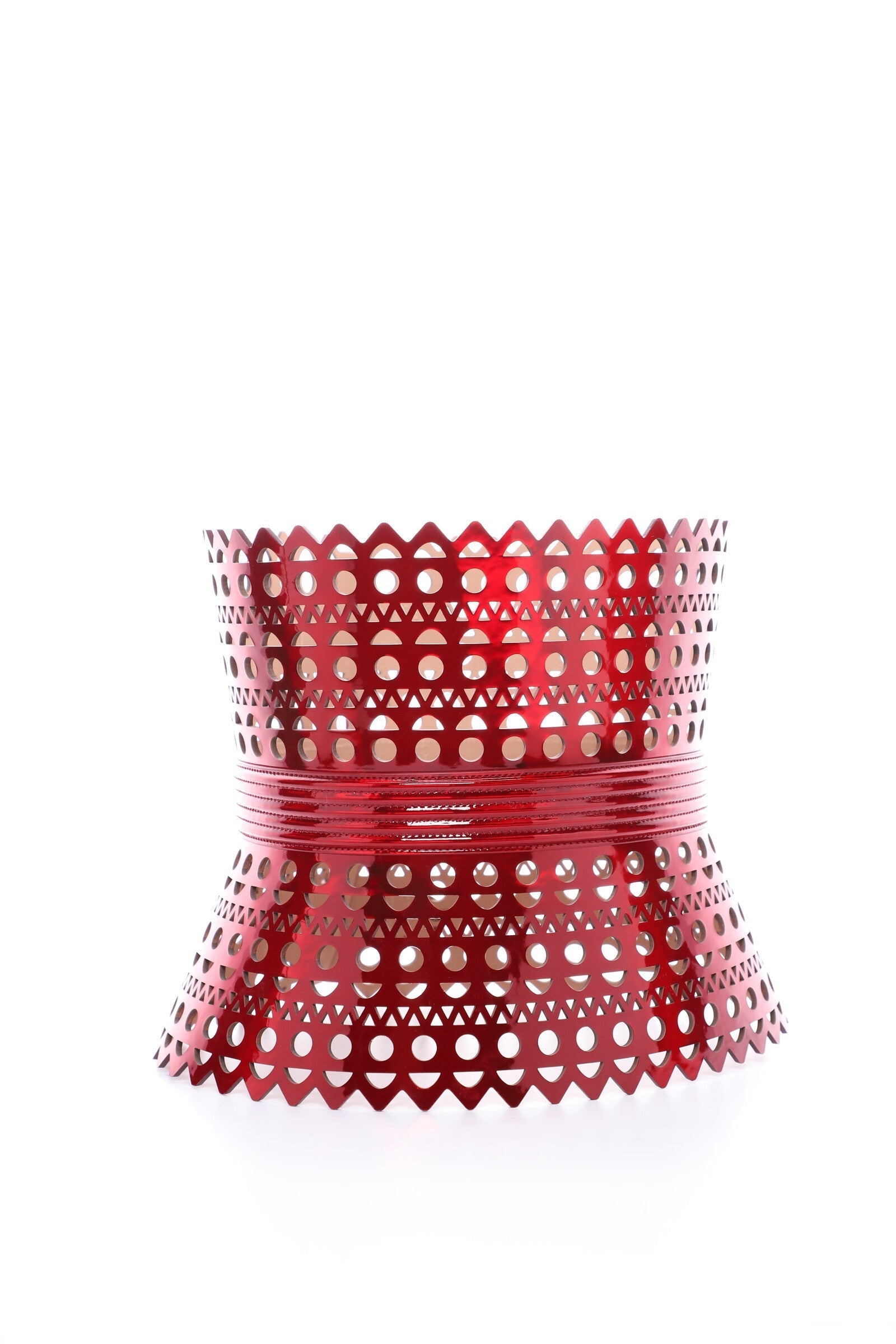 Ceinture corset vienne triple boucle en cuir - Reflex Rouge