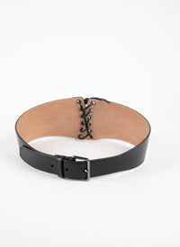 Leather lace corset belt - Black intense