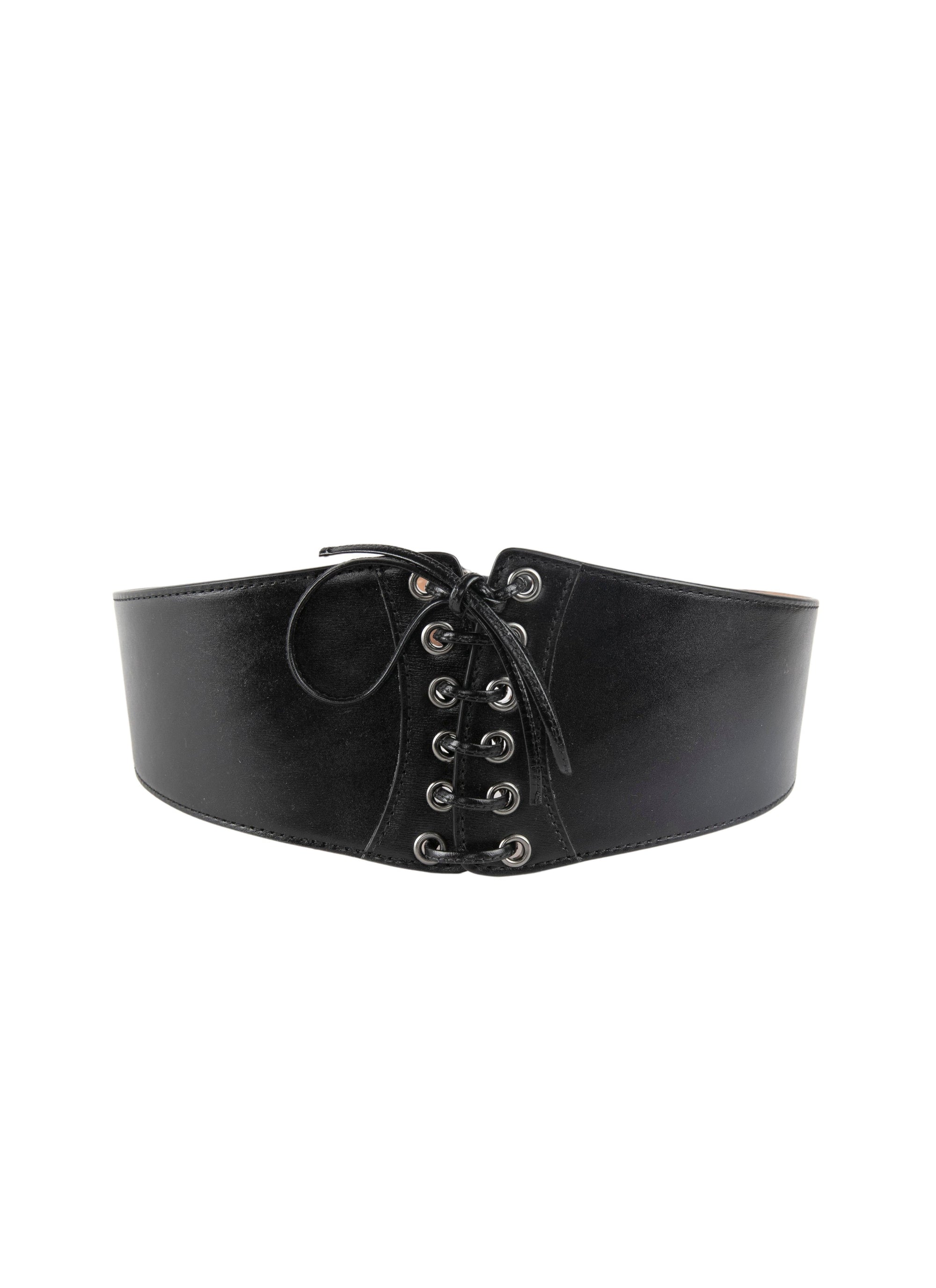 Leather lace corset belt - Black intense