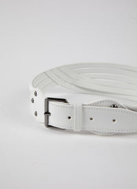 Leather tubular belt - Optic White