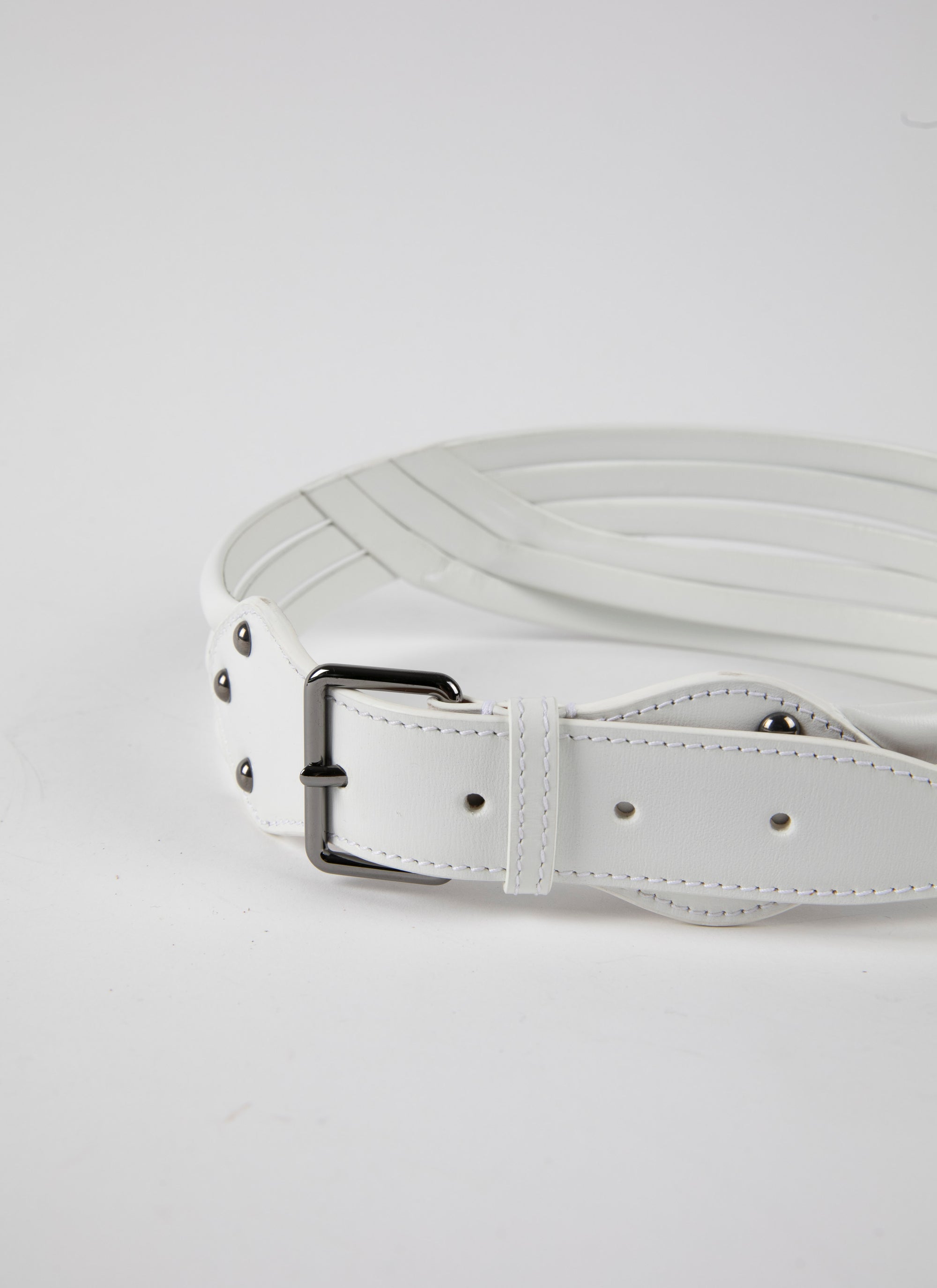 Leather tubular belt - Optic White