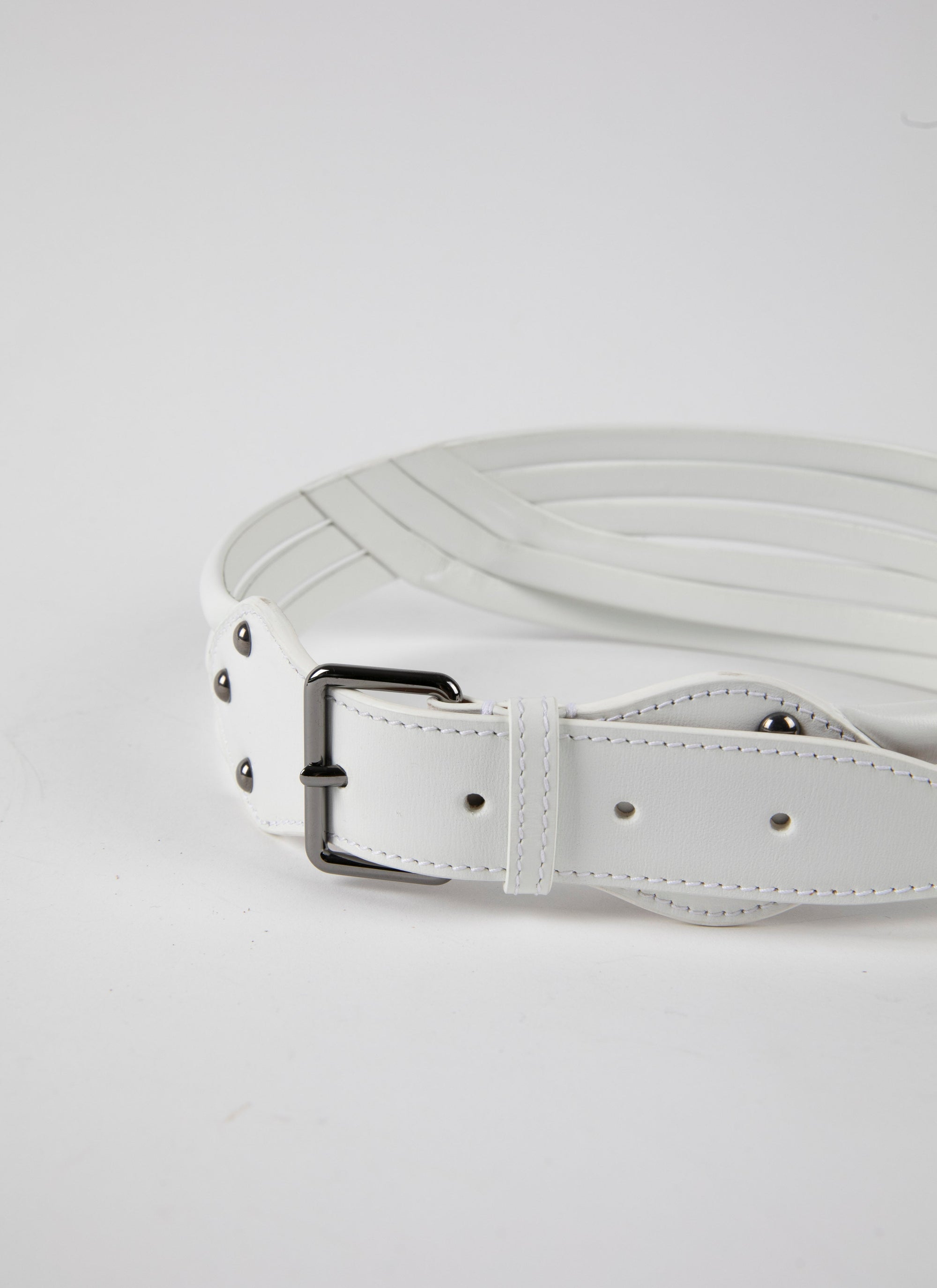 Ceinture tubulaire en cuir - Blanc Optique
