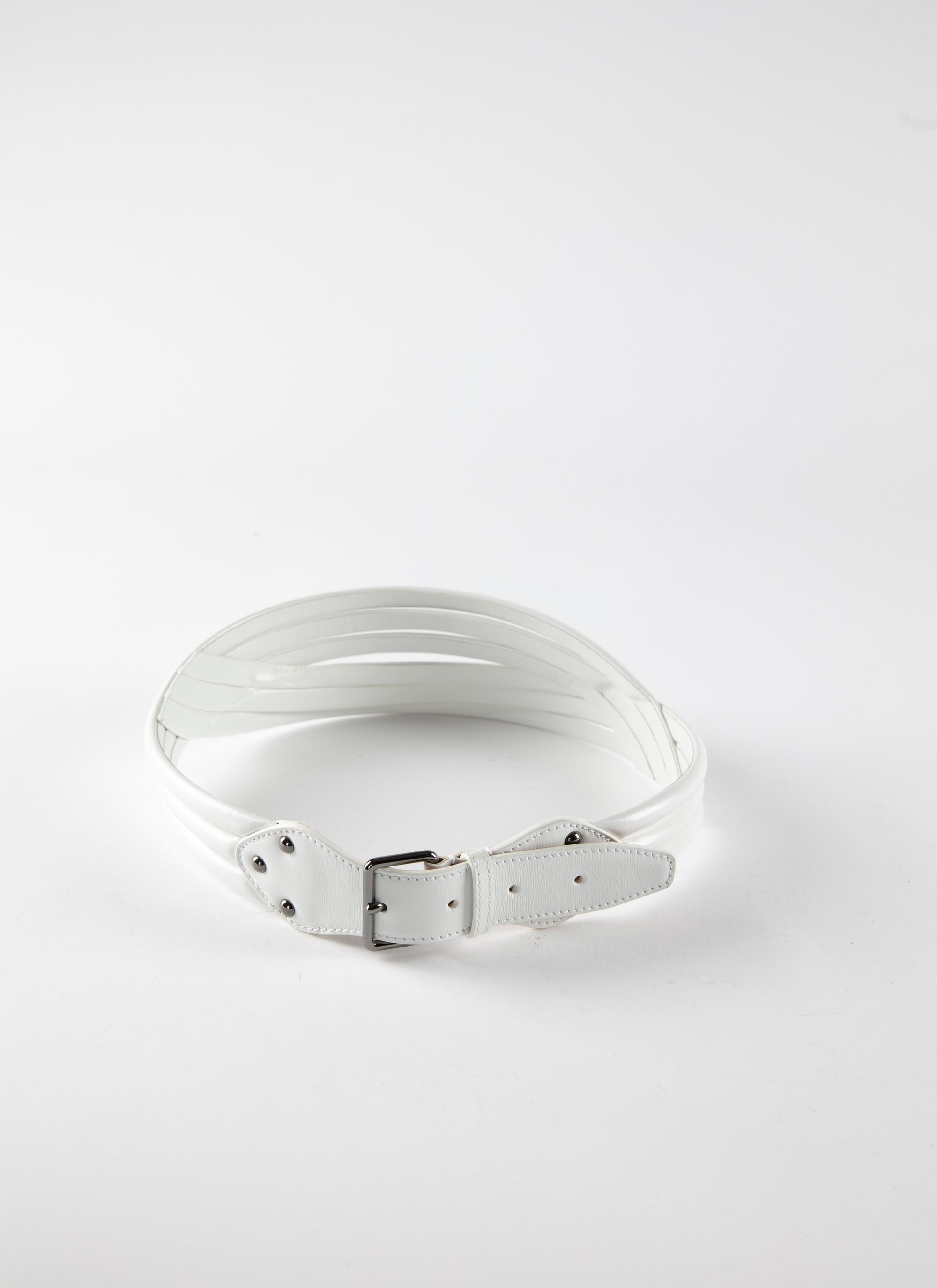Leather tubular belt - Optic White