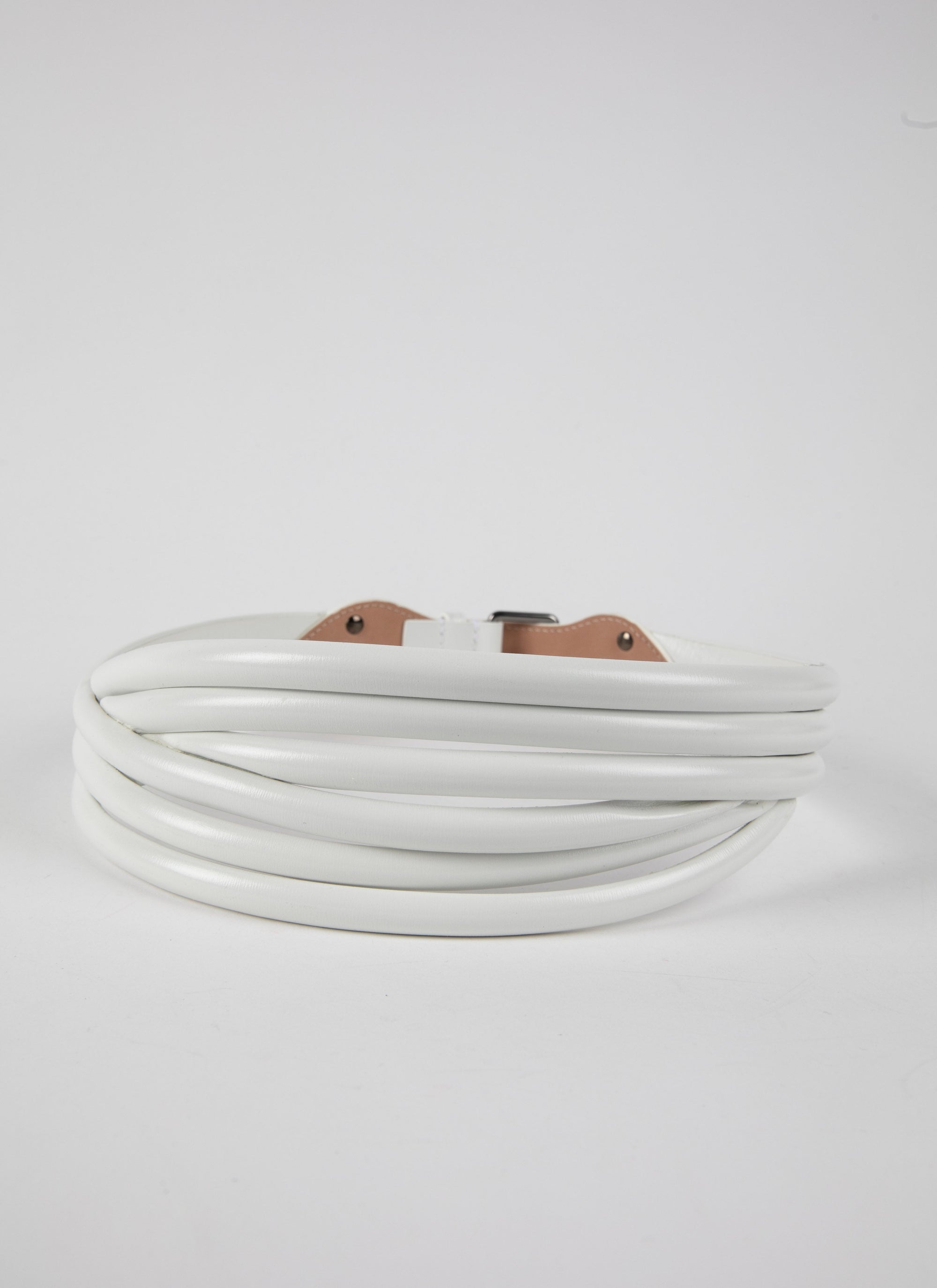 Ceinture tubulaire en cuir - Blanc Optique
