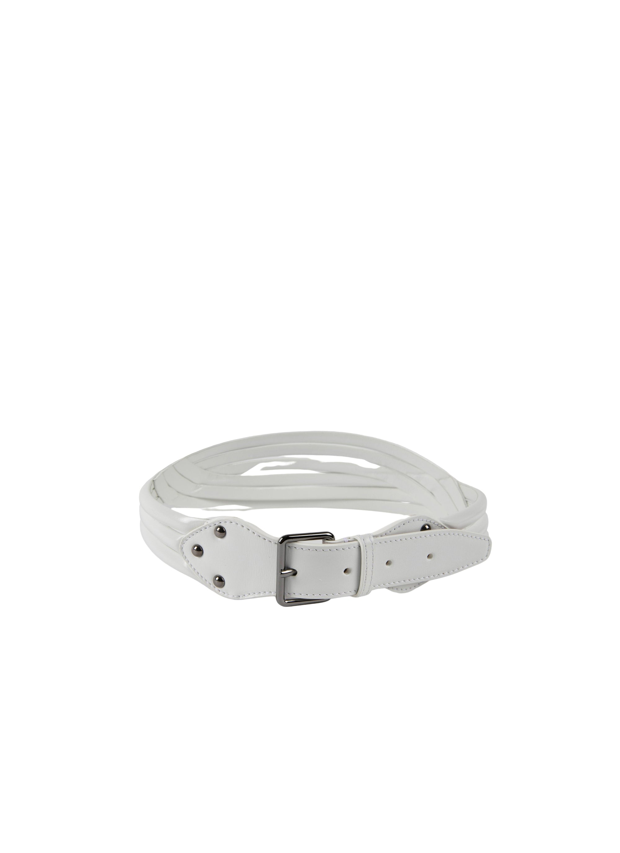 Leather tubular belt - Optic White