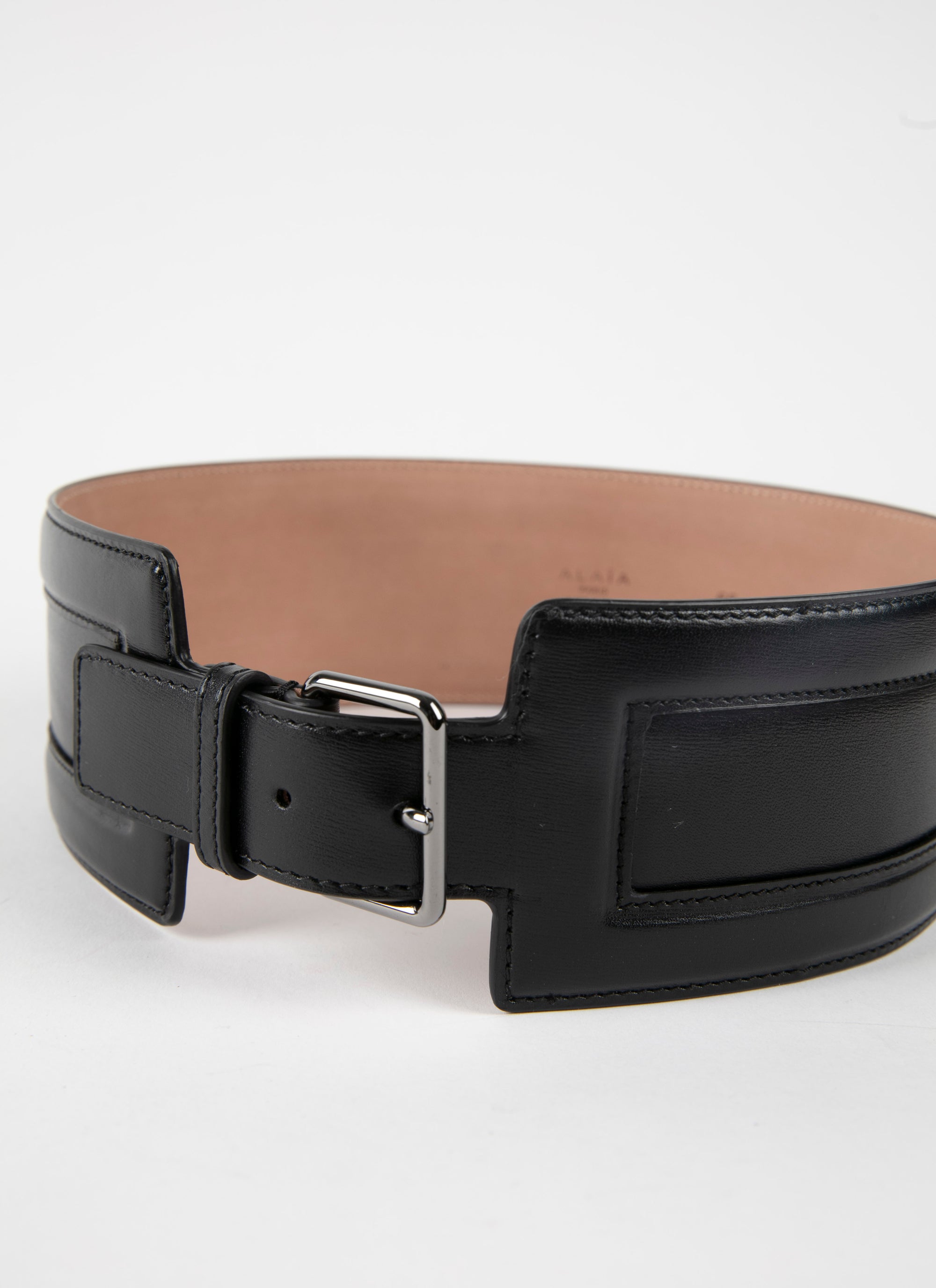 Flat leather belt - Black intense