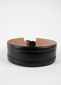 Flat leather belt - Black intense