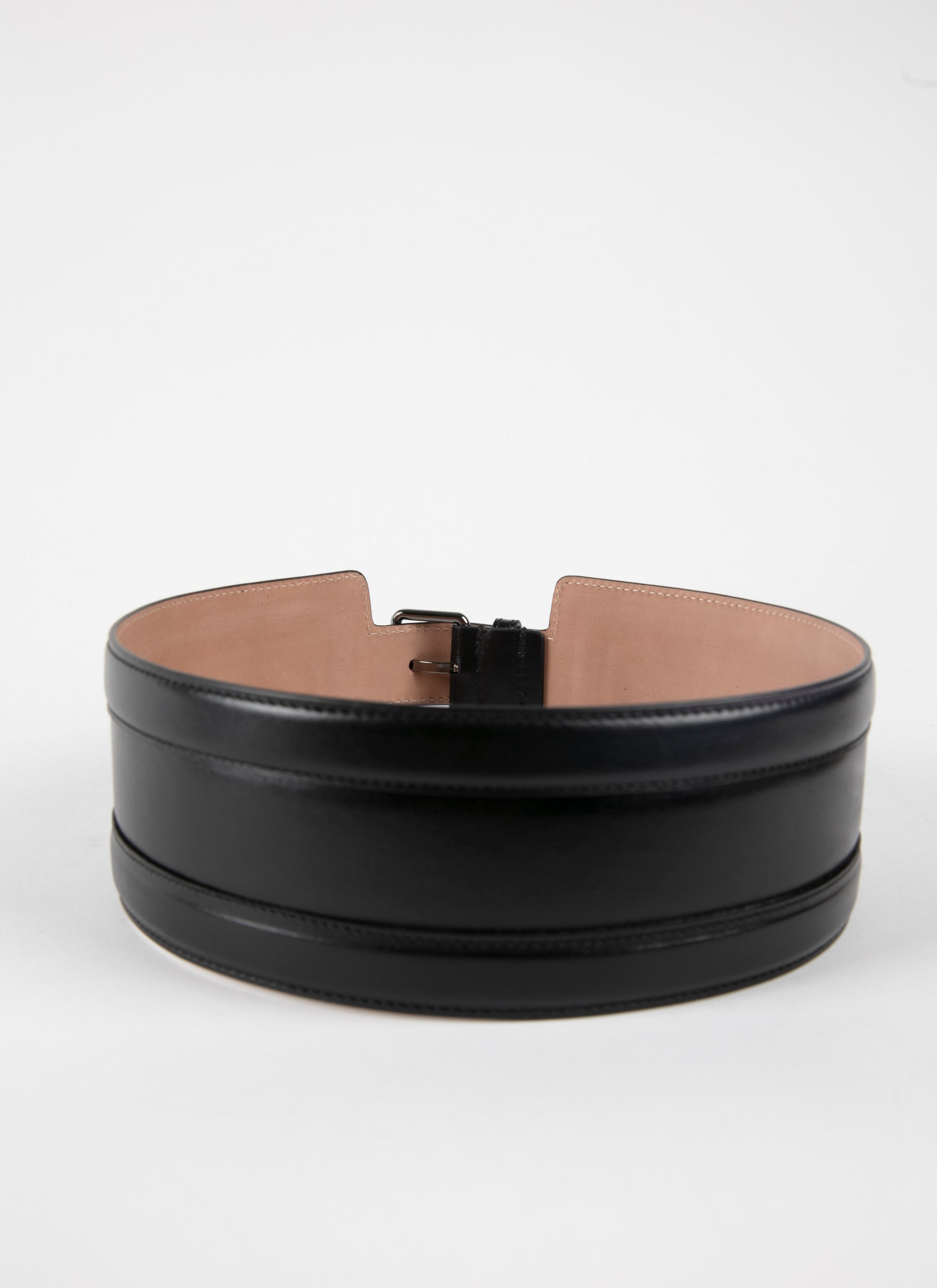 Flat leather belt - Black intense