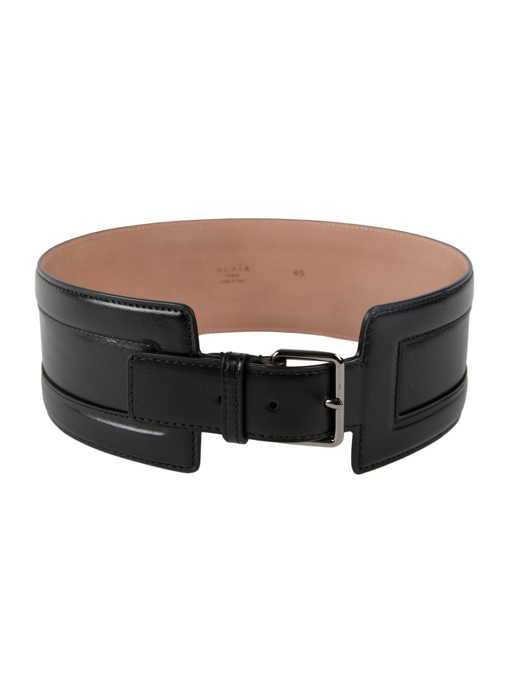 Flat leather belt - Black intense