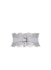 Studded corset belt in leather - Turtle Dove