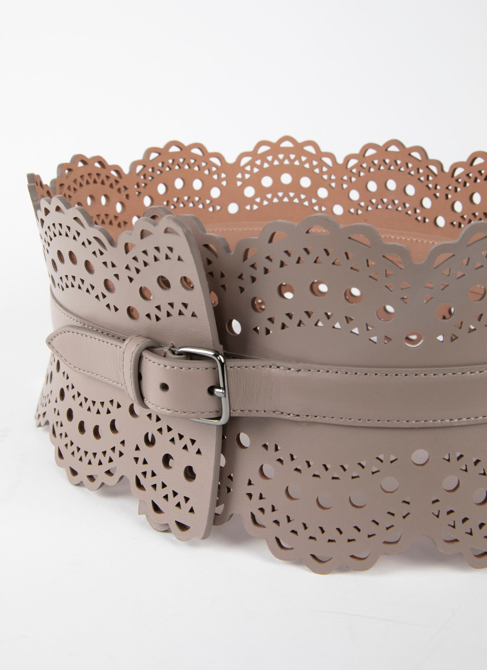 Studded corset belt in leather - Turtle Dove