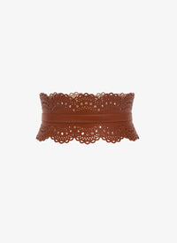 Ceinture corset cloutée en cuir - Cognac