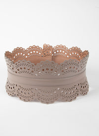 Studded corset belt in leather - Turtle Dove
