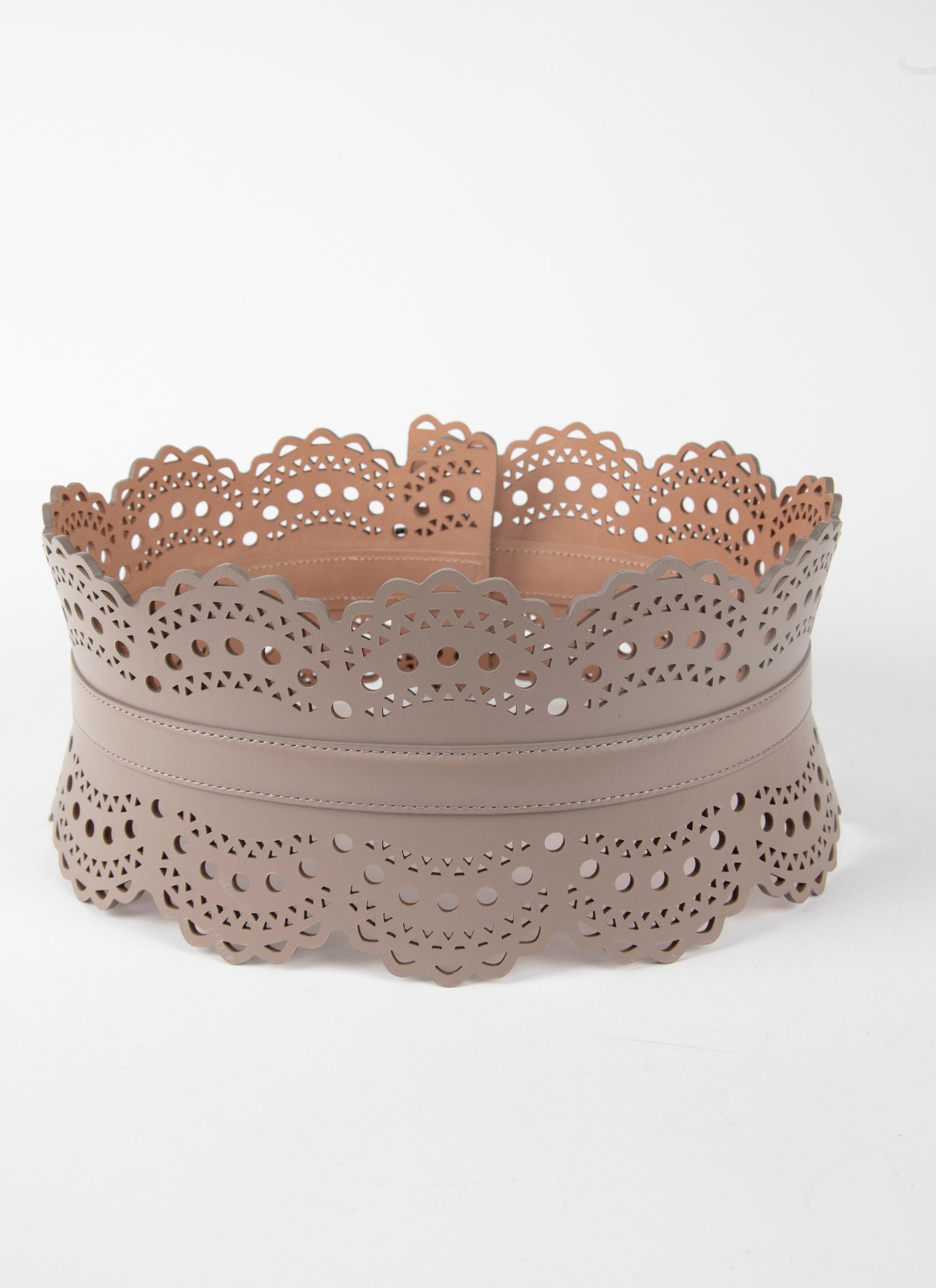 Studded corset belt in leather - Turtle Dove