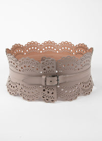 Studded corset belt in leather - Turtle Dove