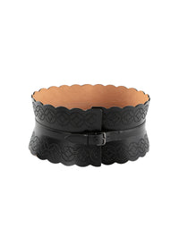 Studded corset belt in leather - Black intense