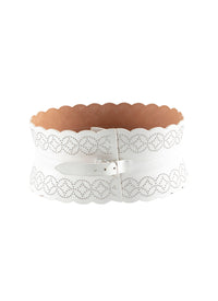 Studded corset belt in leather - Optic White