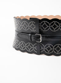 Ceinture corset cloutée en cuir - Noir intense