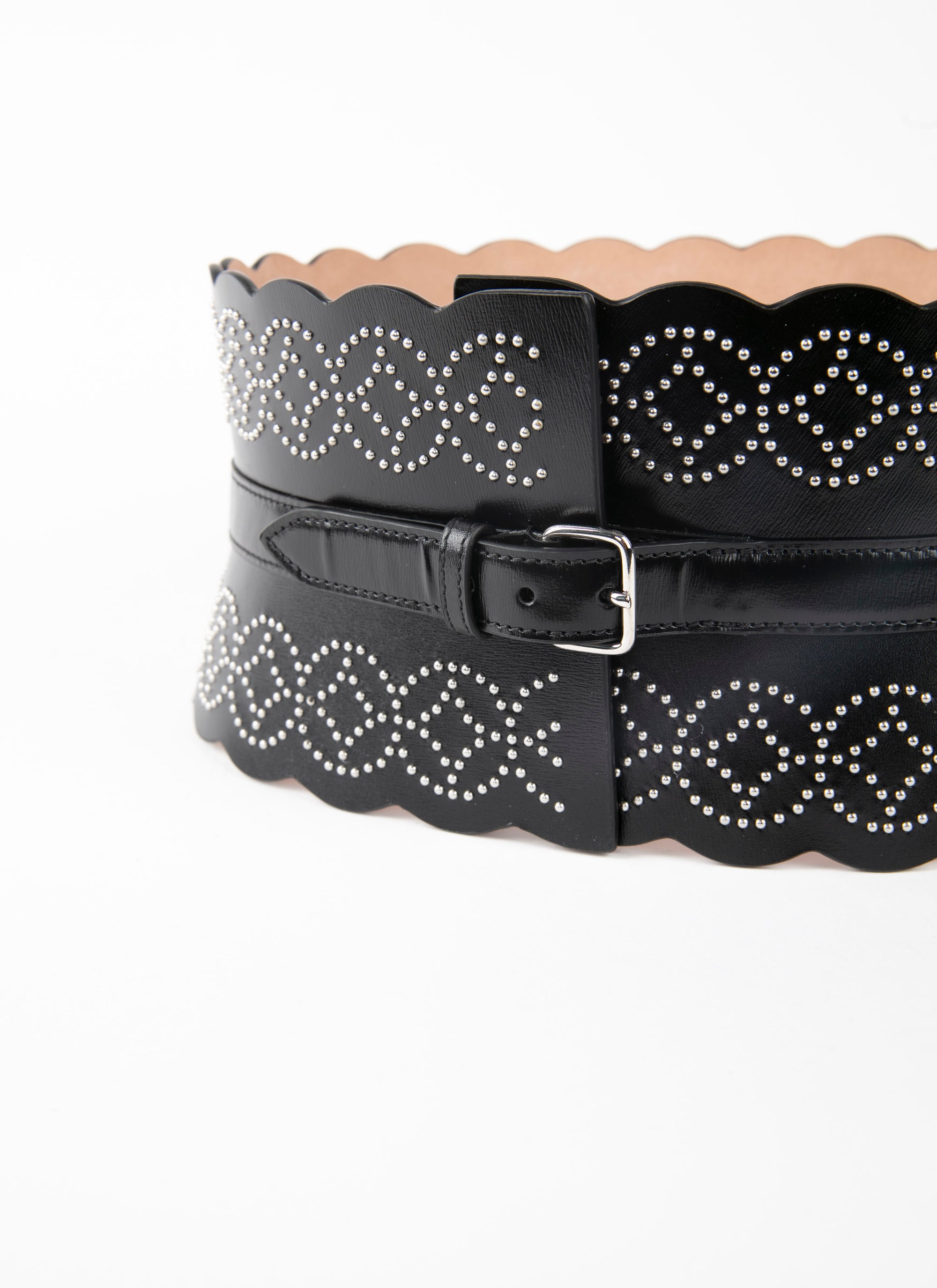 Ceinture corset cloutée en cuir - Noir intense