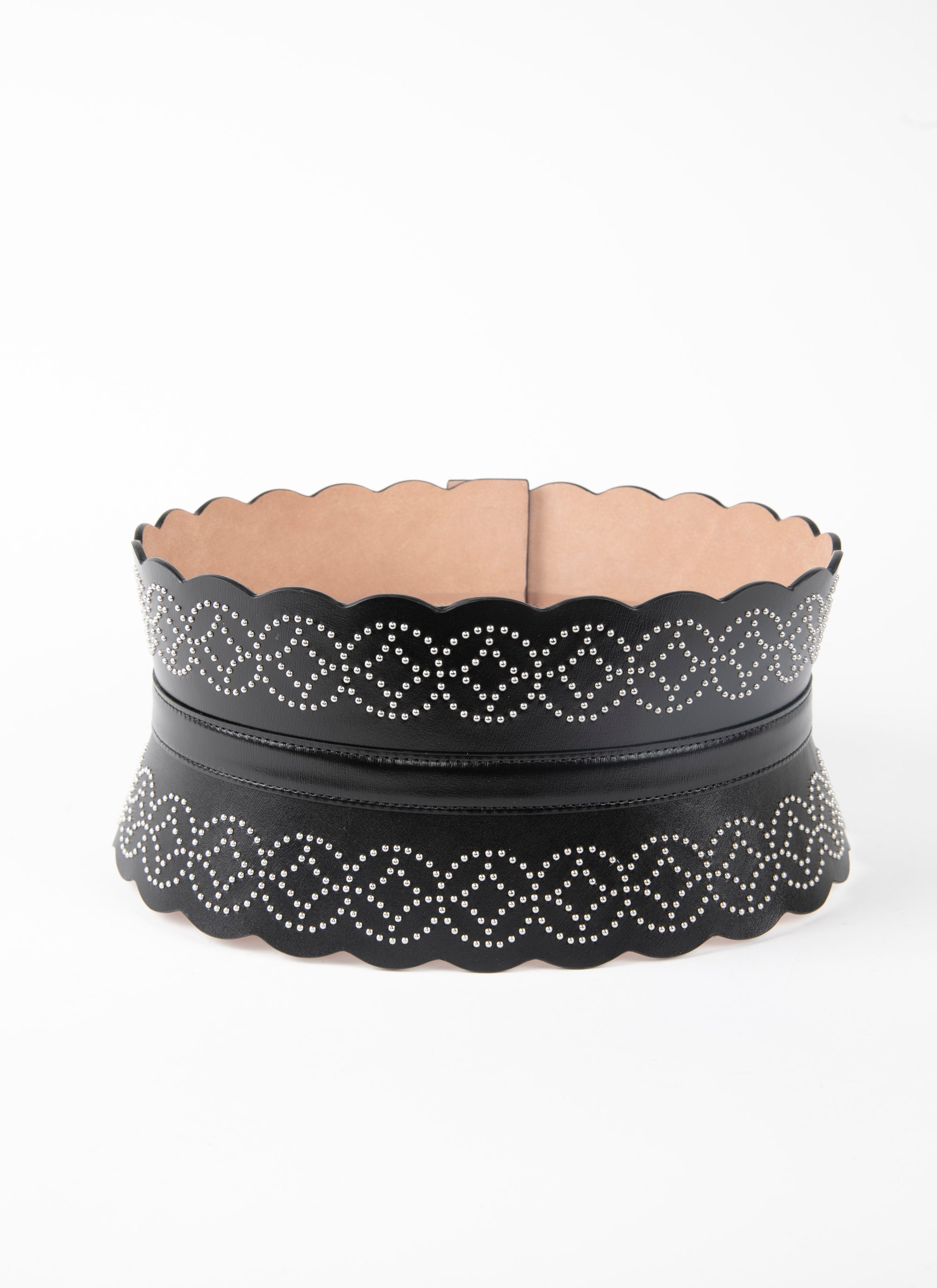 Ceinture corset cloutée en cuir - Noir intense