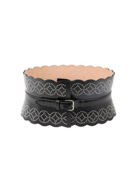 Ceinture corset cloutée en cuir - Noir intense