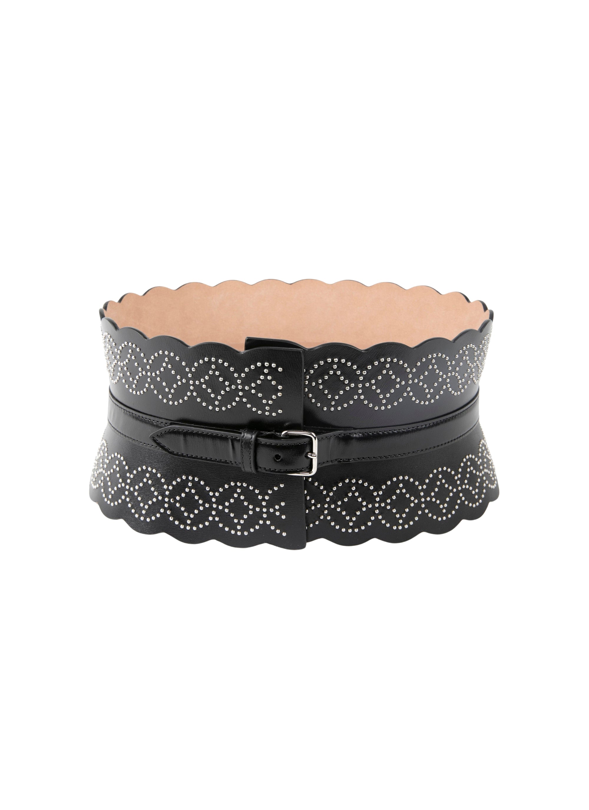 Ceinture corset cloutée en cuir - Noir intense
