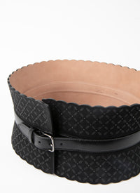 Ceinture corset à petits motifs en cuir - Noir intense