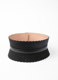 Ceinture corset à petits motifs en cuir - Noir intense