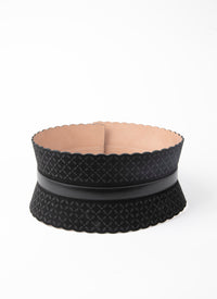 Ceinture corset à petits motifs en cuir - Noir