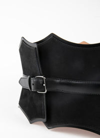 Ceinture corset à petits motifs en cuir - Noir charbon