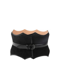 Ceinture corset à petits motifs en cuir - Noir charbon