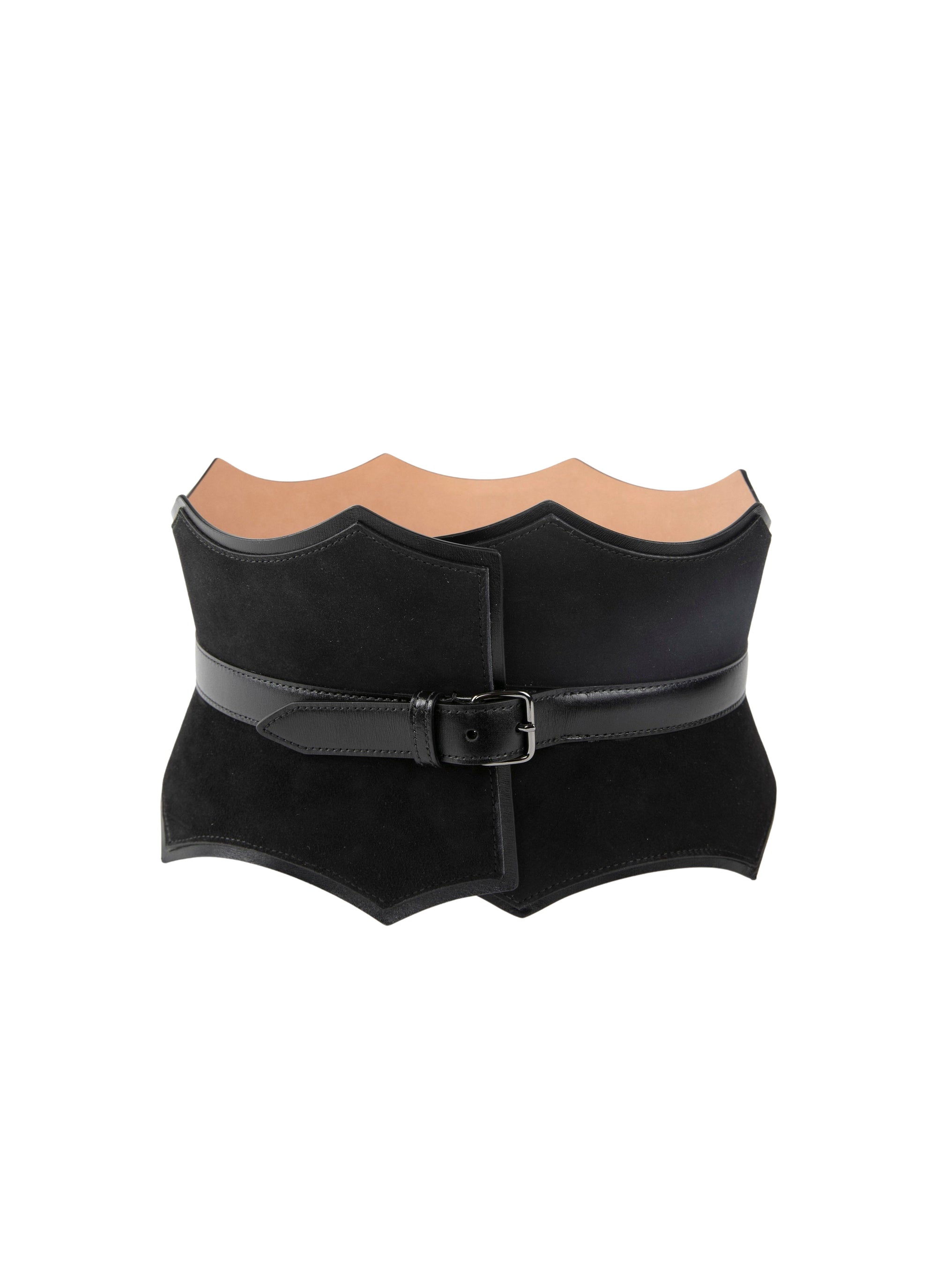 Ceinture corset à petits motifs en cuir - Noir charbon