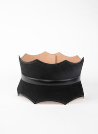 Ceinture corset à petits motifs en cuir - Noir charbon