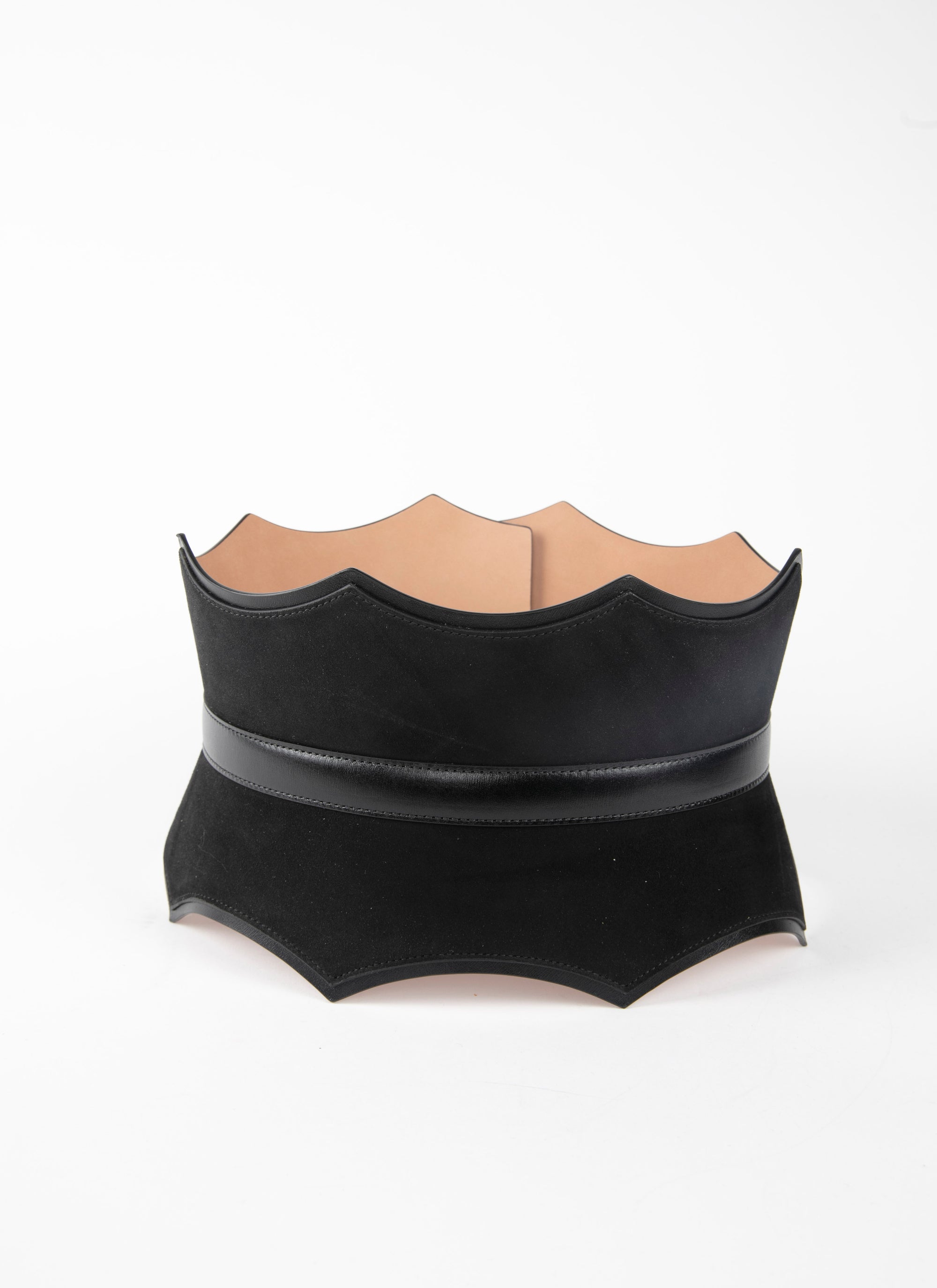Ceinture corset à petits motifs en cuir - Noir charbon