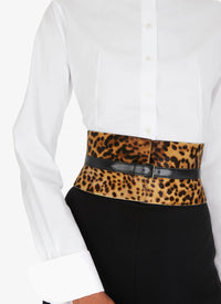 Small pattern corset belt in leather - Mordor & Black