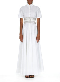 Small pattern corset belt in leather - Optic White