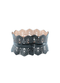 Small pattern corset belt in leather - Black intense