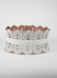 Ceinture corset à petits motifs en cuir - Blanc Optique