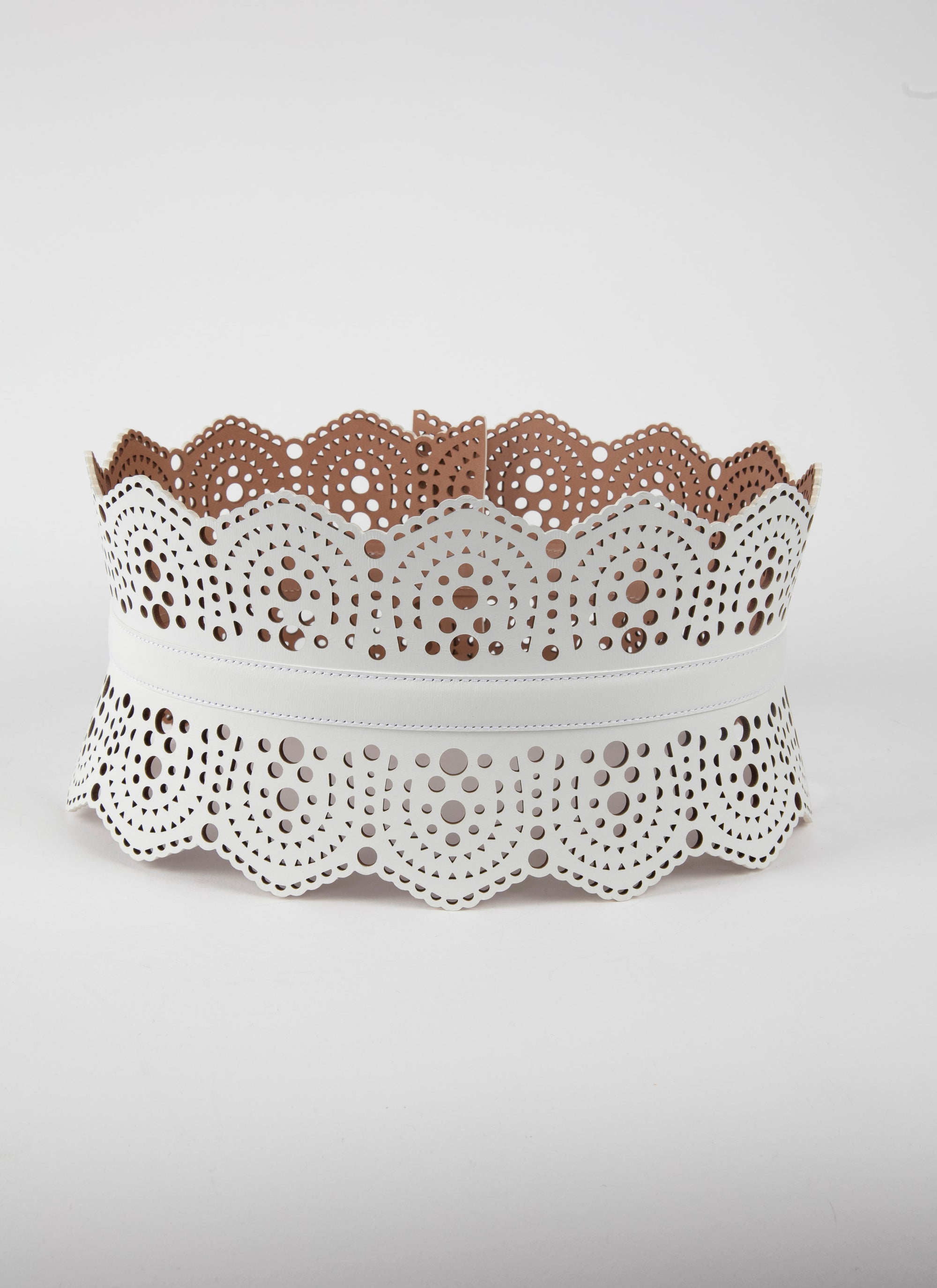 Ceinture corset à petits motifs en cuir - Blanc Optique
