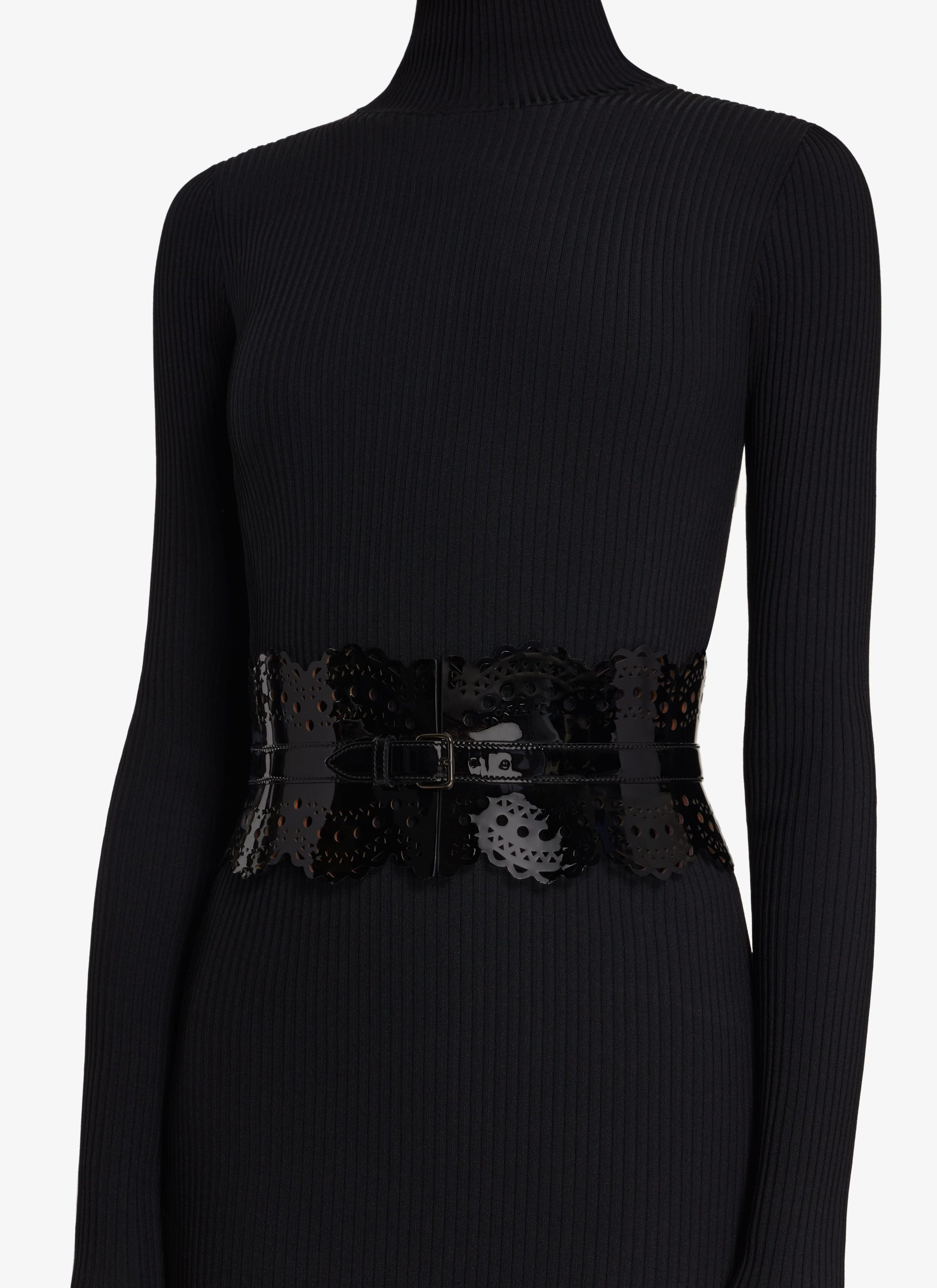 Corset belt 120 in leather - Black