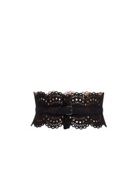 Strapless leather belt - Black