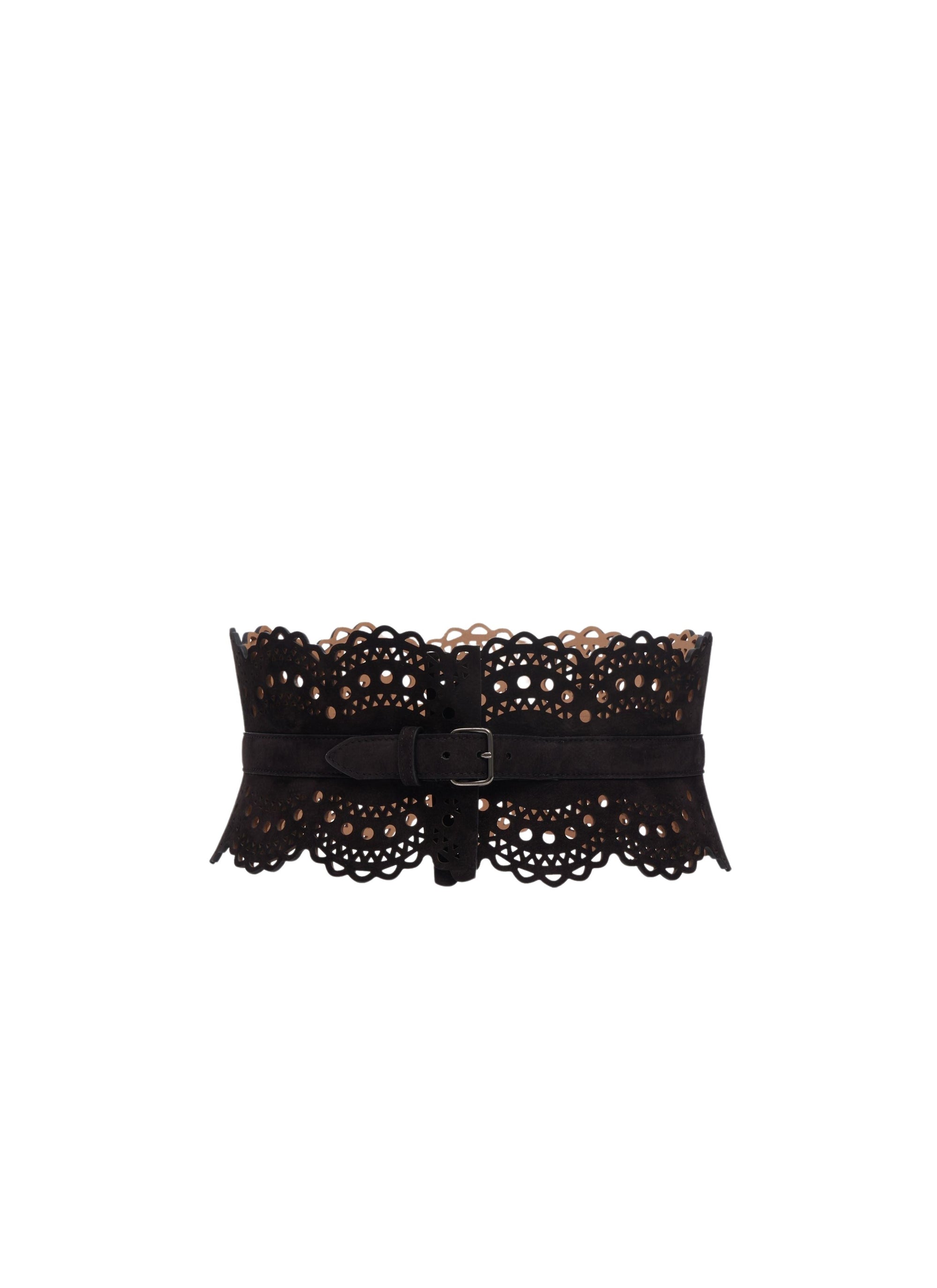 Strapless leather belt - Black
