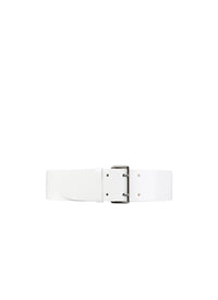 Ceinture fine plate en cuir - Blanc Optique