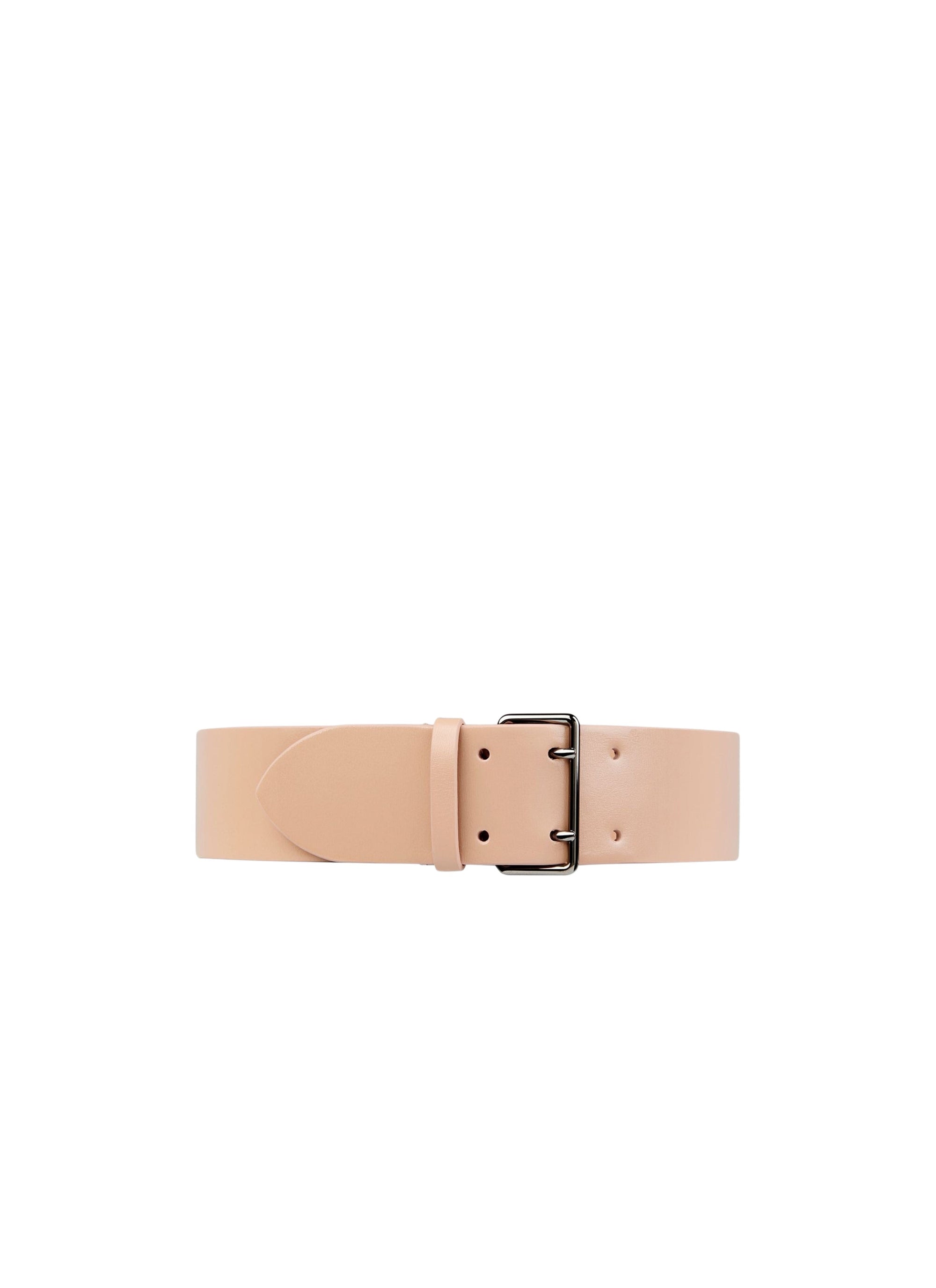 Ceinture fine plate en cuir - Sable