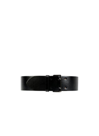 Flat thin leather belt - Black intense