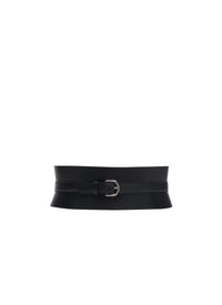 Ceinture bustier en cuir - Noir