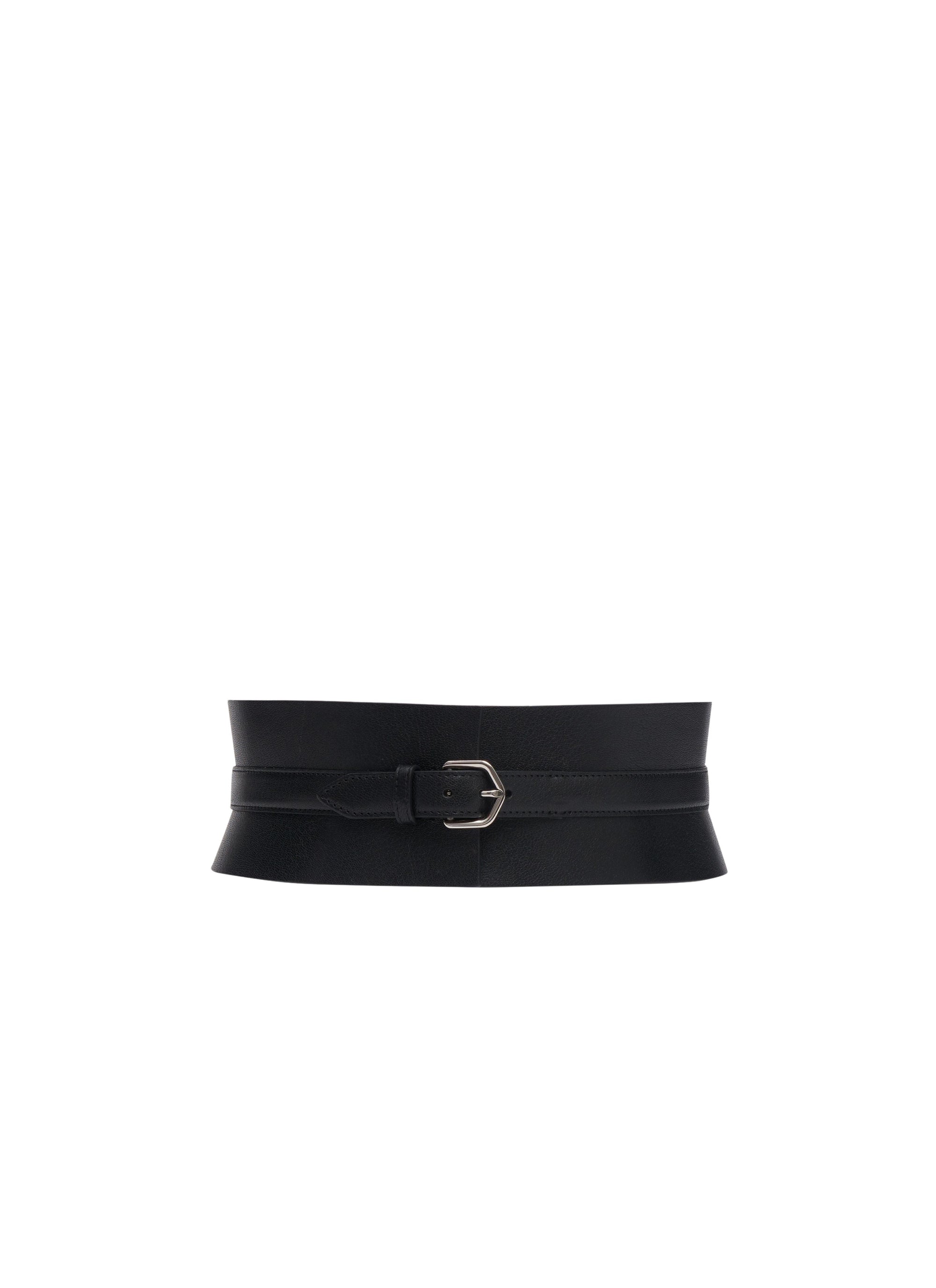 Ceinture bustier en cuir - Noir