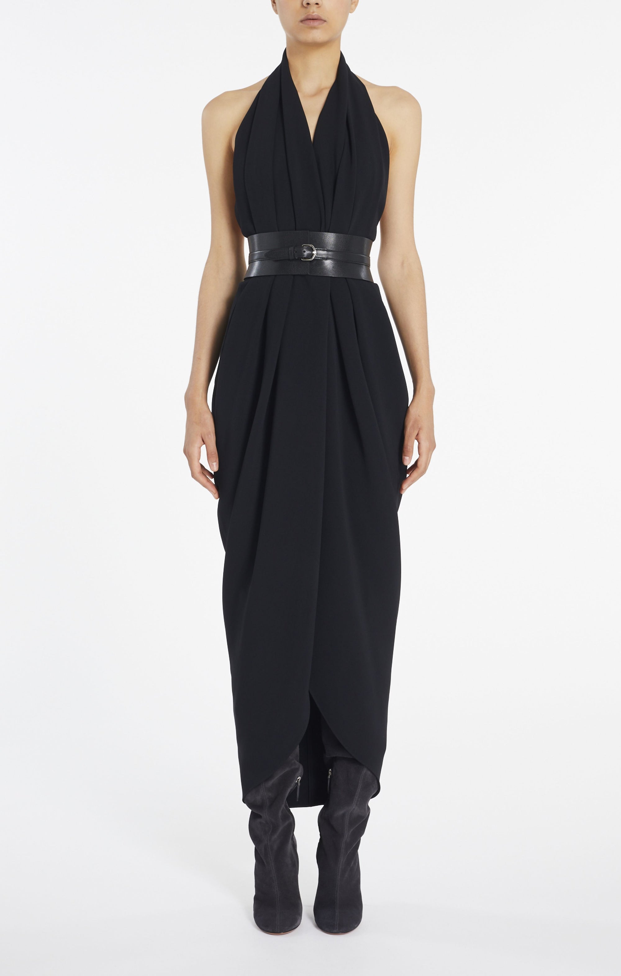 Ceinture bustier en cuir - Noir